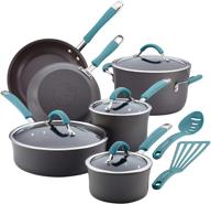 🍳 rachael ray cucina hard anodized nonstick cookware 12 piece set - gray with blue handles: a complete kitchen essential logo