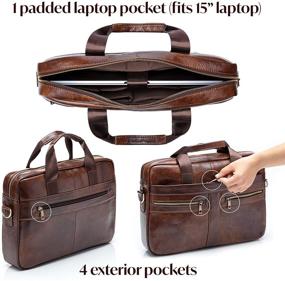 img 2 attached to 👜 Genuine Leather Briefcase for Men: Stylishly Padded Protection for 14 inch Laptop
