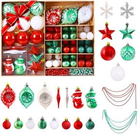 img 4 attached to 🎄 81-Piece Shatterproof Glitter Christmas Ball Ornaments Set - Tree Hanging Decoration for Xmas, Holiday Party - Handheld Gift Package Included