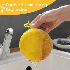 img 1 attached to 🧽 Multipurpose 8pcs Scrub & Dish Sponges Set: Double Sided, Scratch Free, Microfiber Smiley Sponges for Kitchen and Home Cleaning