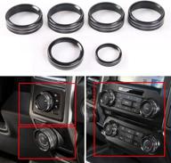 🔧 6pcs black aluminum ac & trailer & 4wd switch knob ring cover trim for ford f150 xlt 2016-2019: sleek and durable enhancements logo