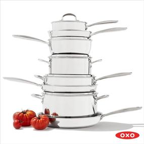 img 3 attached to 🍳 High-Quality OXO Good Grips Pro Tri Ply Stainless Steel Cookware Set - 13 Piece: Dishwasher Safe, Nonstick Pots and Pans