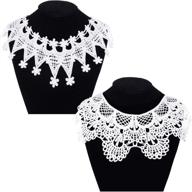 🎃 2-pack halloween lace collar white lace fabric collars elegant lace neckline collar floral design for women costume sewing supplies (style set 1) logo