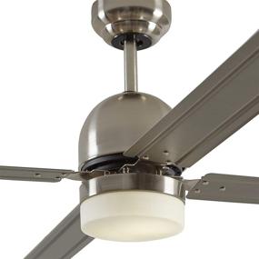img 2 attached to Rivet Modern Straight Blade Remote Control Flush Mount Ceiling Fan - 53 x 53 x 16 Inches, Brushed Nickel