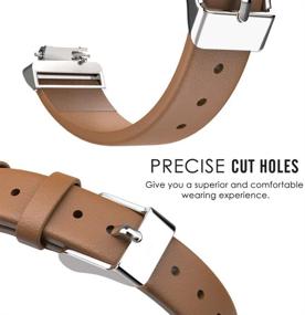 img 2 attached to 📱 MoKo Watch Band - Inspire/Inspire HR/Inspire 2 Compatible, Premium Leather Replacement Strap with Connector - Brown