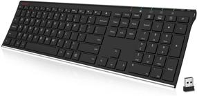 img 4 attached to Всё в нержавеющей стали беспроводная клавиатура Allife Ultra Slim для компьютера/настольного ПК/ноутбука/планшета Surface/умного ТВ 🖥️ и Windows 10/8/7 – полноразмерная с цифровым блоком и аккумулятором для зарядки.