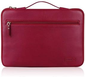 img 4 attached to 🔴 FYY Premium Leather Laptop Sleeve Case Cover Bag for MacBook Pro/ MacBook Air/ iPad Pro 12.9, Laptop Bag for 12"-13.5" Surface Lenovo Dell HP ASUS Acer Chromebook - Wine Red