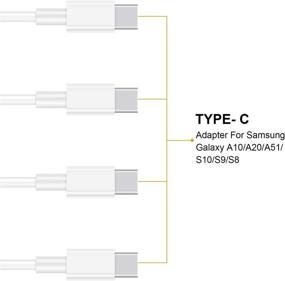 img 3 attached to 🔌 Превосходный кабель USB Type-C: 4-в-1 быстрый зарядный шнур для Galaxy A10/A20/A51 и других моделей (белый)