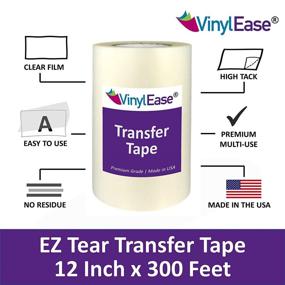 img 2 attached to 🎵 Vinyl Ease 12 inch x 300 feet EZ Tear Transfer Tape: Medium Tack Layflat Adhesive for Decals, Signs, Wall Words & More