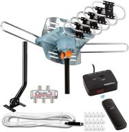 📺 2020 newest five star hdtv antenna amplified digital outdoor antenna - 150 miles range, 360 degree rotation wireless remote, with 40ft rg6 coax cable installation kit and mounting pole for 5 tvs logo