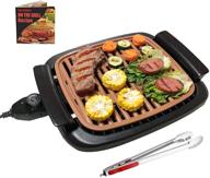 🔥 nonstick electric indoor smokeless grill - portable bbq grills: recipes, fast heating, adjustable thermostat, easy to clean, 16&#34; x 11&#34; tabletop square grill with oil drip pan логотип