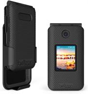 📱 black snap-on case with rotating belt clip holster for cricket debut flip & at&t cingular flip 4 logo