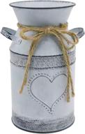 soyizom shabby chic heart-shaped milk can jug: galvanized tin bucket vase for valentine wedding decor, french farmhouse-inspired flower holder логотип