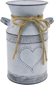 img 4 attached to Soyizom Shabby Chic Heart-Shaped Milk Can Jug: Galvanized Tin Bucket Vase for Valentine Wedding Decor, French Farmhouse-Inspired Flower Holder