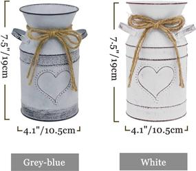 img 1 attached to Soyizom Shabby Chic Heart-Shaped Milk Can Jug: Galvanized Tin Bucket Vase for Valentine Wedding Decor, French Farmhouse-Inspired Flower Holder