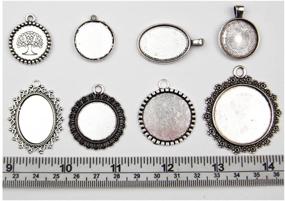 img 3 attached to Silver Mixed Cabochon Frame Setting Tray Pendant Set - 15pcs All-in-One DIY Jewelry Making Kit