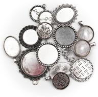 silver mixed cabochon frame setting tray pendant set - 15pcs all-in-one diy jewelry making kit logo