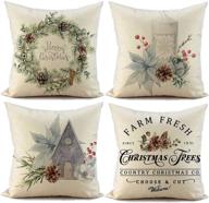 🎄 transform your home with fiberomance christmas pillow covers - set of 4 candi garland farmhouse decorative throw pillow cover logo