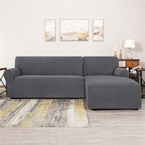 img 3 attached to 🛋️ CHUN YI Stretch Sectional Couch Covers - Soft L Shaped Sofa Slipcovers with Elastic Bottom in Light Gray - Perfect for Living Room 2 Seat Sofa (Right Chaise Lounge Set)