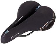 enhanced comfort and protection: serfas dual density women's bicycle saddle with cutout logo