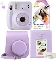 📸 fujifilm instax mini 11 lilac purple camera kit with case, photo album, and fujifilm character 10 films (macaron flavor) logo