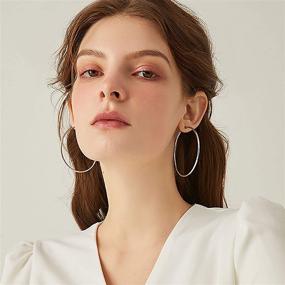 img 3 attached to LDier Big Hoop Earrings for Women - 14K Gold Plated Stainless Steel Large Hoop Earrings Set - Stylish Loop Earrings for Girls and Ladies - Perfect Daily Wear or Christmas Gift