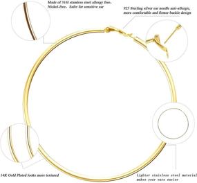 img 1 attached to LDier Big Hoop Earrings for Women - 14K Gold Plated Stainless Steel Large Hoop Earrings Set - Stylish Loop Earrings for Girls and Ladies - Perfect Daily Wear or Christmas Gift