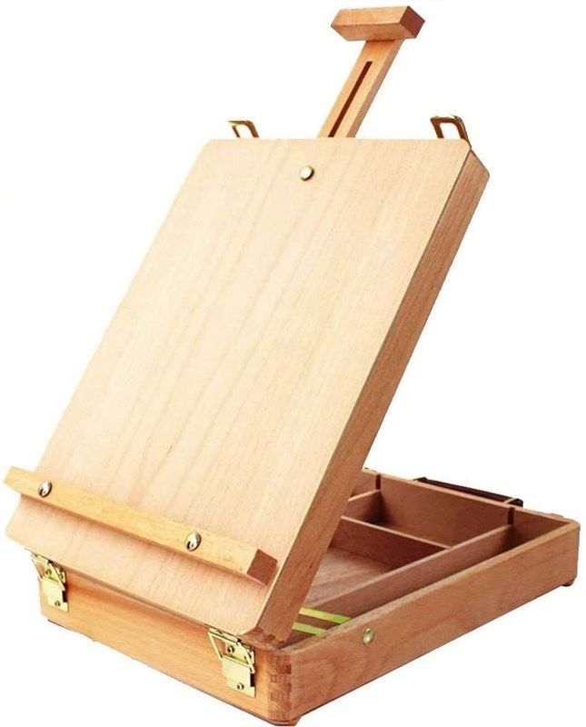 Miratuso tabletop easel art easel desktop easel for painting, premium  wooden sketchbox easel, desktop painting easel