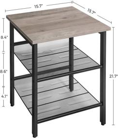 img 3 attached to 🪑 VASAGLE 15.7 x 15.7 Inch Desk Side Table with Adjustable Mesh Shelves - Easy Assembly for Living Room, Bedroom, Office - Greige and Black ULET023B02