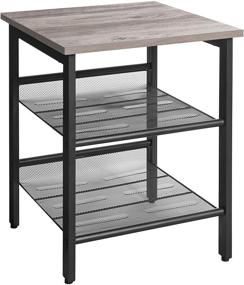 img 4 attached to 🪑 VASAGLE 15.7 x 15.7 Inch Desk Side Table with Adjustable Mesh Shelves - Easy Assembly for Living Room, Bedroom, Office - Greige and Black ULET023B02