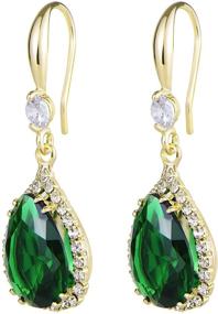 img 1 attached to 💎 Jertom 14k Gold Plated Copper Teardrop AB Stone CZ Rhinestone Crystal Hook Dangle Earrings for Women Girls