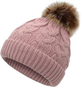 img 2 attached to 🧶 American Trend Baby Girl Hat - Beanie Knit Winter Hats for Girls, Boys - Warm Infant Cap with Pom Pom