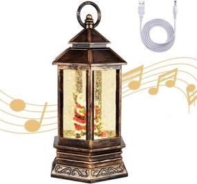 img 4 attached to 🎅 Lighted Singing Snow Globe Lantern - Christmas Santa Claus Church Lantern, Xmas Water Snow Globe with Glitter Swirling, Battery & USB Powered, Ideal for Home Decoration and Gift Giving