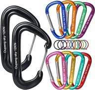 🔒 set of 10 carabiner clips - includes 2 heavy duty caribeaners (12kn / 2697 lbs) + 8 lightweight carabiners (66lbs) - ideal for hammocks, camping, hiking, gym, keychains, locking dog leashes, and harnesses. логотип