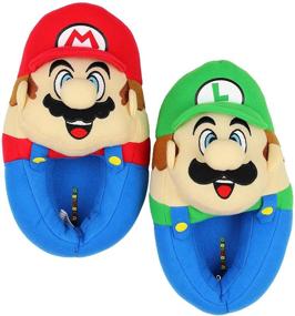 img 3 attached to 👾 Comfy Super Mario Brothers Boys Plush Slippers for Little Kid/Big Kid Footwear