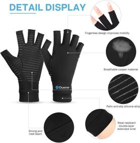 img 2 attached to 🧤 Duerer Copper Arthritis Gloves: Ultimate Relief for RSI, Carpal Tunnel, and Arthritis Pain – Effective Compression Gloves for Women and Men, Fingerless Gloves for Typing and Daily Work (Black, L)