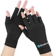 🧤 duerer copper arthritis gloves: ultimate relief for rsi, carpal tunnel, and arthritis pain – effective compression gloves for women and men, fingerless gloves for typing and daily work (black, l) логотип