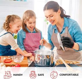 img 1 attached to 🧤 Ultimate Heat Resistant Oven Gloves with Fingers - Double Mitt Set, 6 pcs (Black)