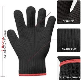 img 3 attached to 🧤 Ultimate Heat Resistant Oven Gloves with Fingers - Double Mitt Set, 6 pcs (Black)