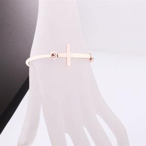 img 2 attached to 💒 Religious Jewelry: Sideways Cross Bracelet with Open Hook Closure