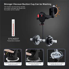 img 2 attached to 📱 Upgraded HELIOTION Sucker Car Phone Holder Mount Stand GPS Telefon Mobile Cell Support for iPhone 12 11 Pro Max X 7 8 Plus Xiaomi Redmi Huawei - Dashboard Air Vent Windshield Compatible (RED)