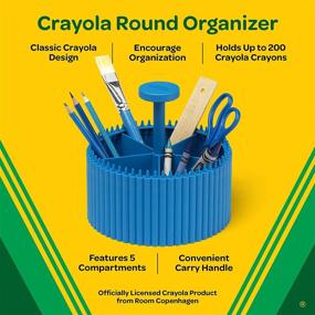 img 1 attached to Room Copenhagen Crayola Round Storage Organizer - Colorful Kids Desk Organizer with 5 Sections for School/Office Supplies - Cerulean Blue, Age 3+