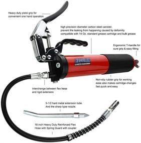 img 3 attached to Motovecor Grease Gun 6000 PSI: Heavy Duty Professional Pistol Grip with 14.5 Oz 400cc Capacity, 18 inch Flex Hose & Vibrant Red Design!