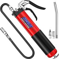 motovecor grease gun 6000 psi: heavy duty professional pistol grip with 14.5 oz 400cc capacity, 18 inch flex hose & vibrant red design! logo