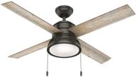 hunter loki indoor ceiling fan with 🔵 led light and pull chain control, 52-inch, noble bronze логотип