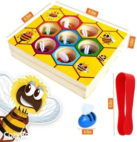 img 2 attached to 🐝 CozyBomB Игрушка для развития мелкой моторики малыша - Игра "Пчелиное гнездо" - Монтессори деревянная головоломка по цвету для раннего обучения в дошкольном возрасте. Образовательный подарок для детей от 2 до 4 лет