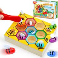 🐝 cozybomb toddler fine motor skill toy - bee hive matching game - montessori wooden color sorting puzzle early learning preschool educational gift toys for 2 3 4 years old kids logo