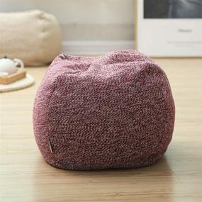 img 4 attached to 🪑 Esk Small Unstuffed Pouf Cover- Ottoman, Foot Stool, Foot Rest- Boho Cotton Linen Bean Bag Chair for Living Room, Bedrooms, Home Decor- 15.7X15.7X9.84 Inch