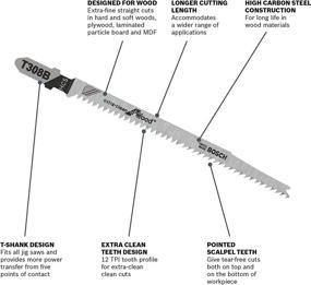 img 3 attached to 🪚 BOSCH T308B 5-Piece 4-1/2 In. 12 TPI Wood T-Shank Jig Saw Blades - Extra Clean