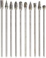 🔧 10pcs 3mm (1/8") shank long double cut tungsten carbide burrs rotary files diamond burs bit set for die grinder rotary tool, 4-inch length - yakamoz logo